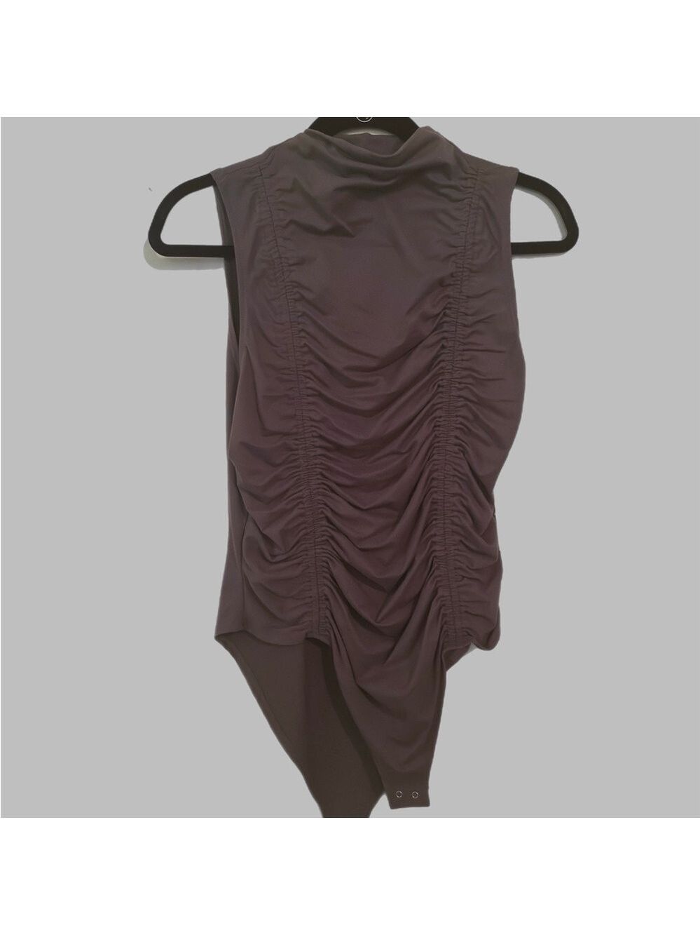 Ruched Sleeveless Bodysuit in hurricane gray